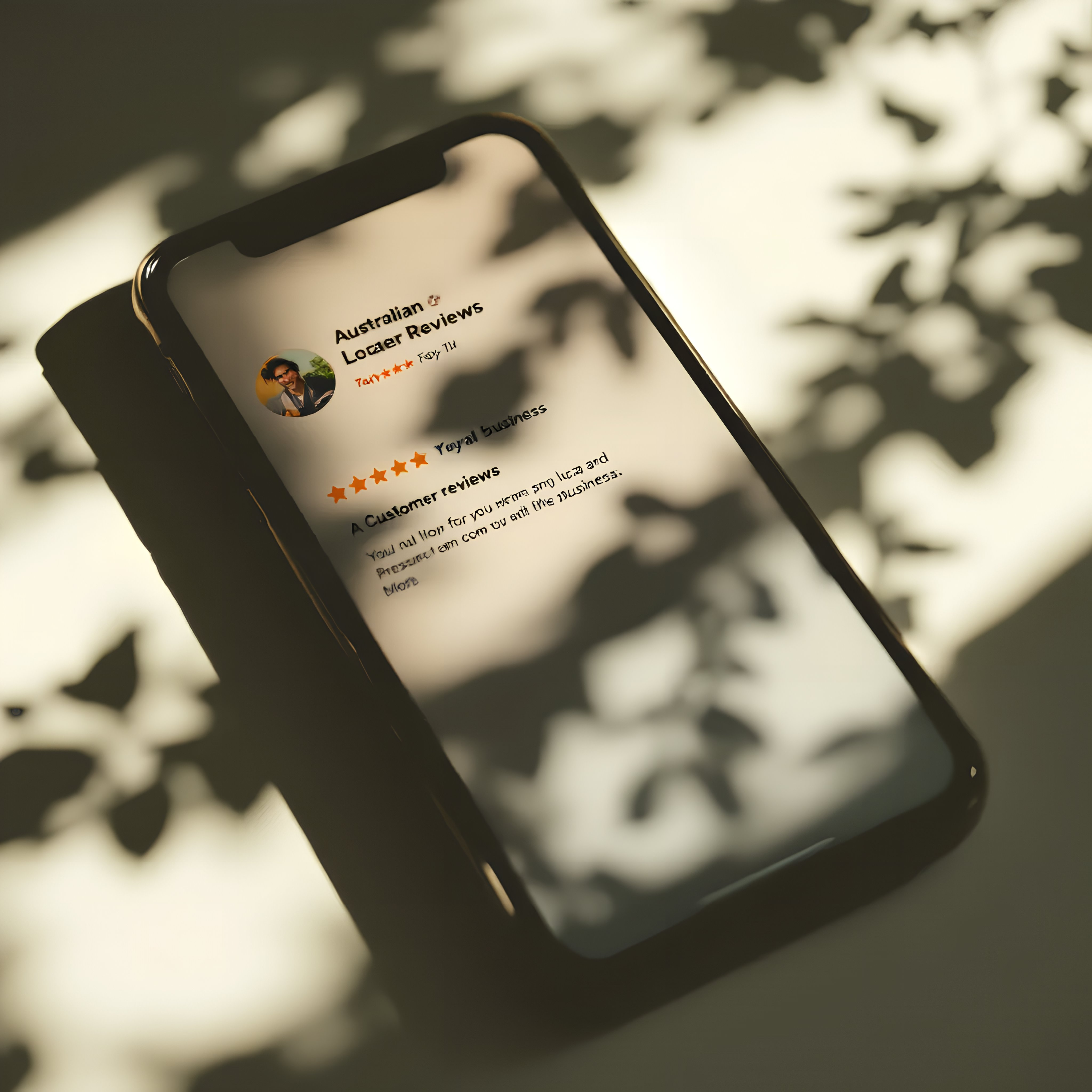 Smartphone screen showing customer reviews for an Australian local business